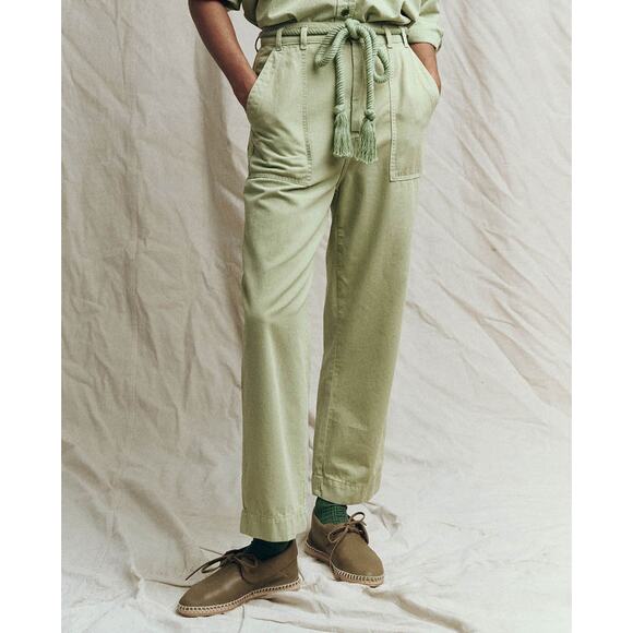 THE GREAT. Pants - The Great $325 Voyager Cotton Crop Pant Washed Sweetgrass No Belt Size 29
